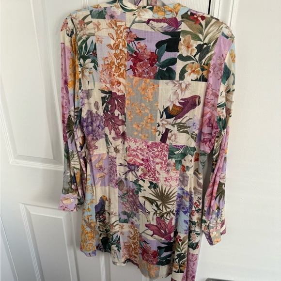 Zara Floral Linen Dress Size Medium - Picture 5 of 7